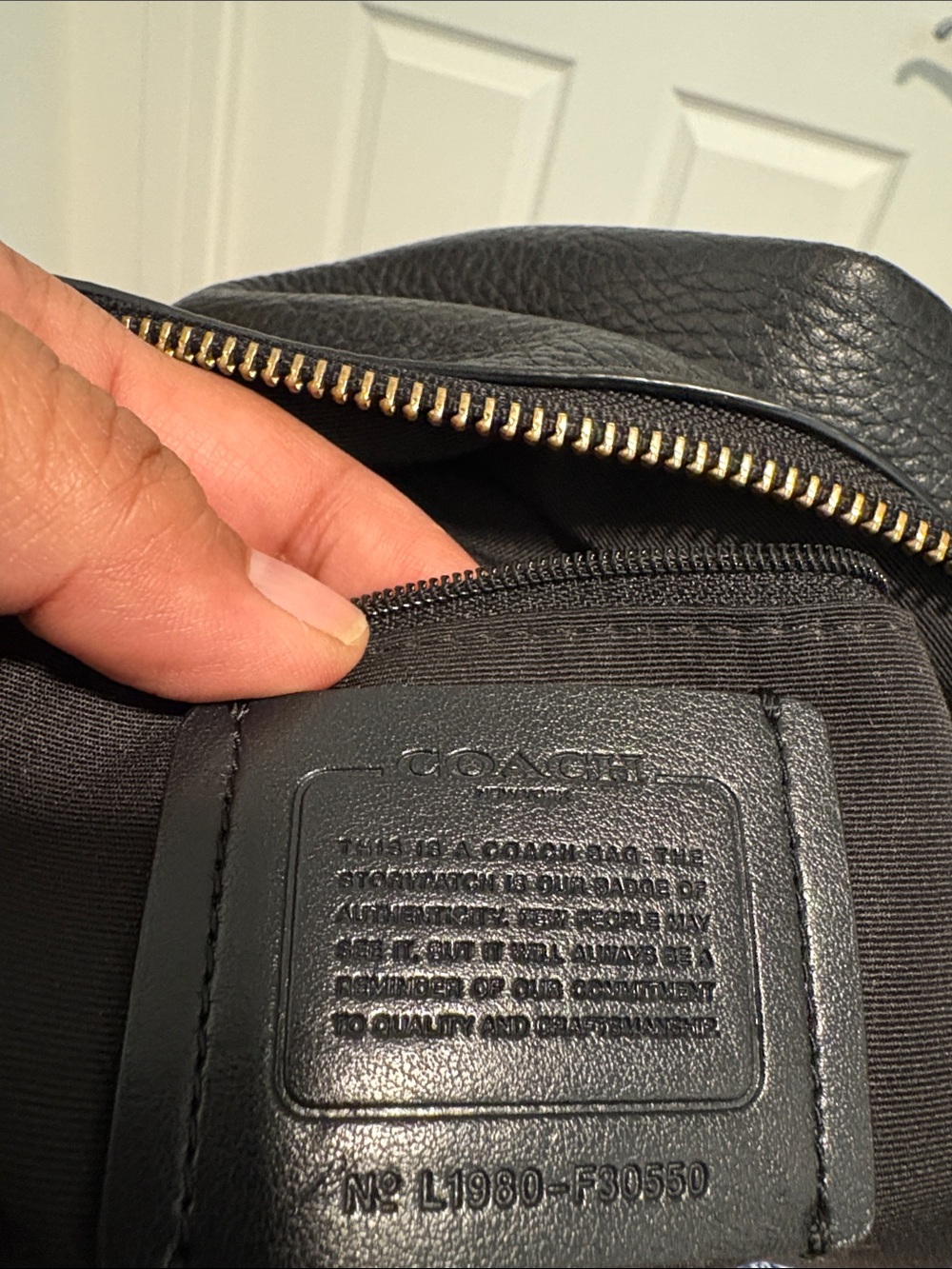 COACH Black Pebbled Leather Medium Sz Backpack - Picture 9 of 10